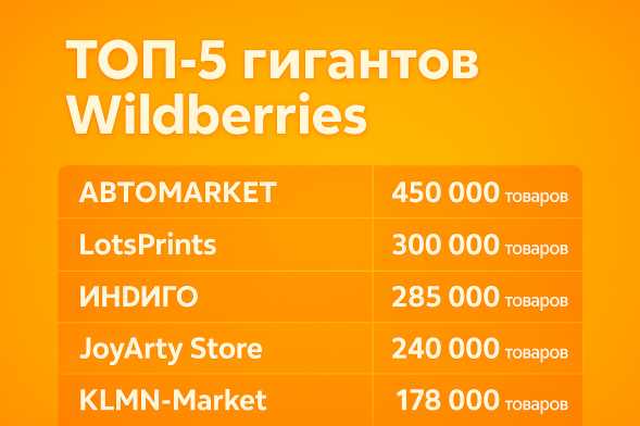 “ТОП-5 гигантов Wildberries по количеству товаров” “ТОП-5 гигантов Wildberries по количеству товаров”